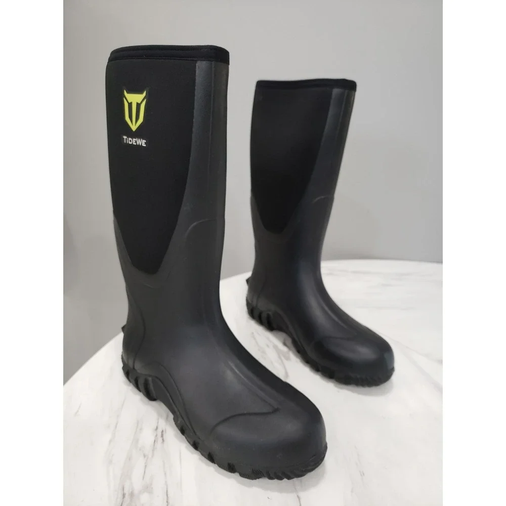 TIDEWE Rubber Boots for Men Rain Boots with Steel Shank Neoprene Size 8